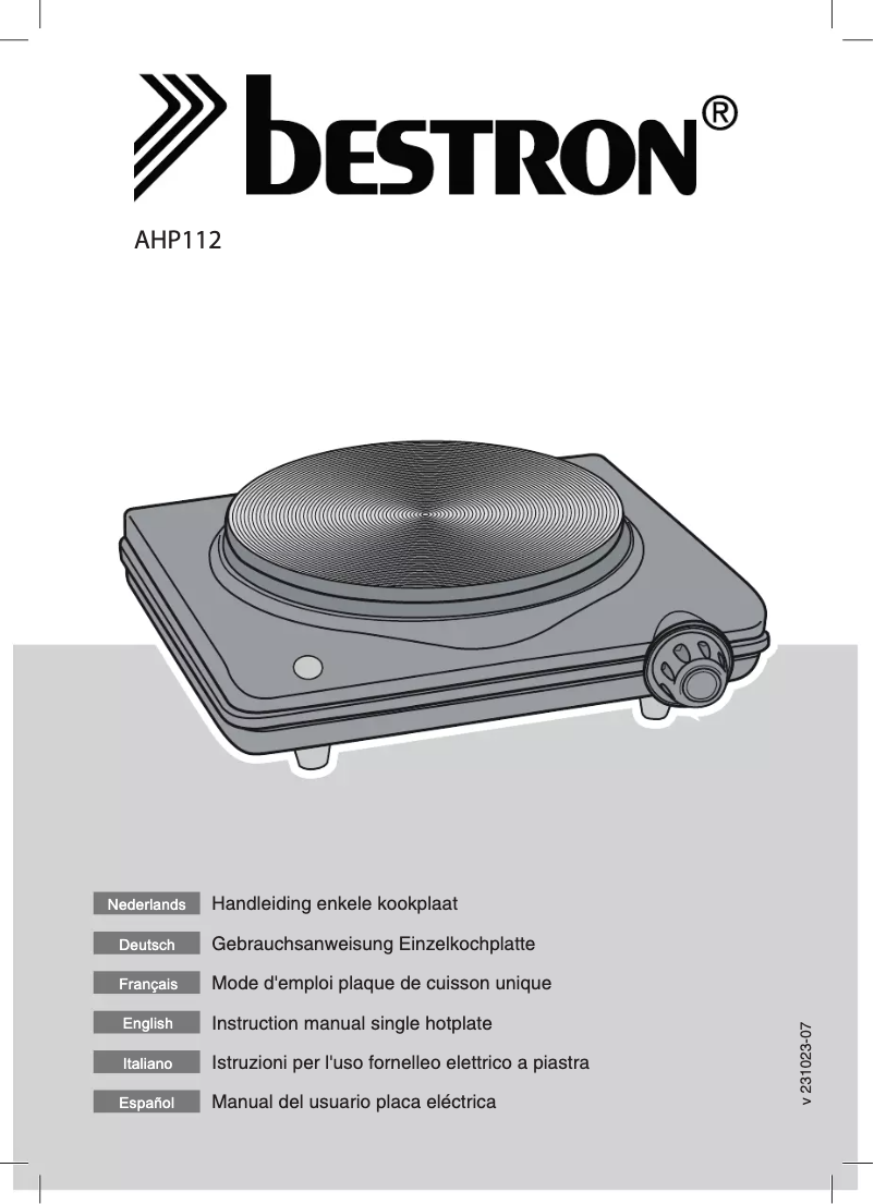 Page n°1 - Manuel utilisateur Bestron AHP112