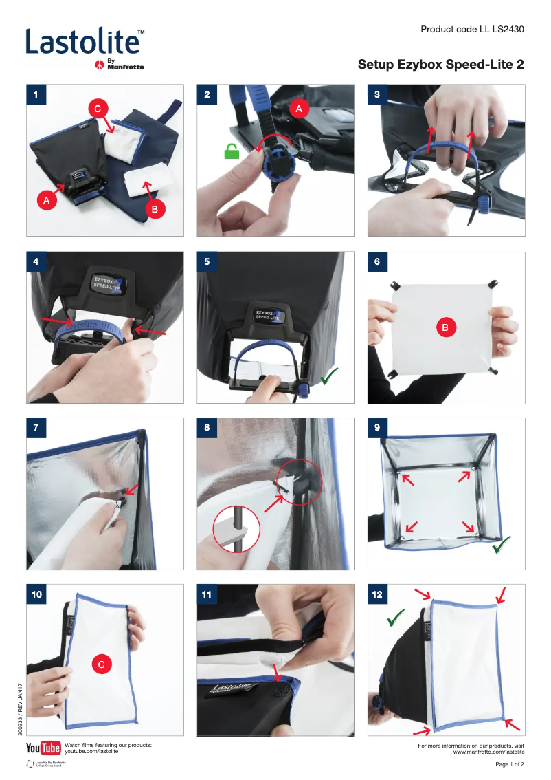 Page 1 de la notice Manuel utilisateur Manfrotto Ezybox Speed-Lite 2