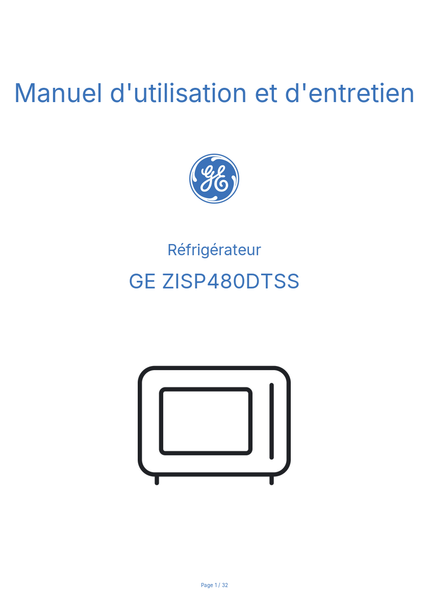 Image de la première page du manuel de l'appareil ZISP480DTSS