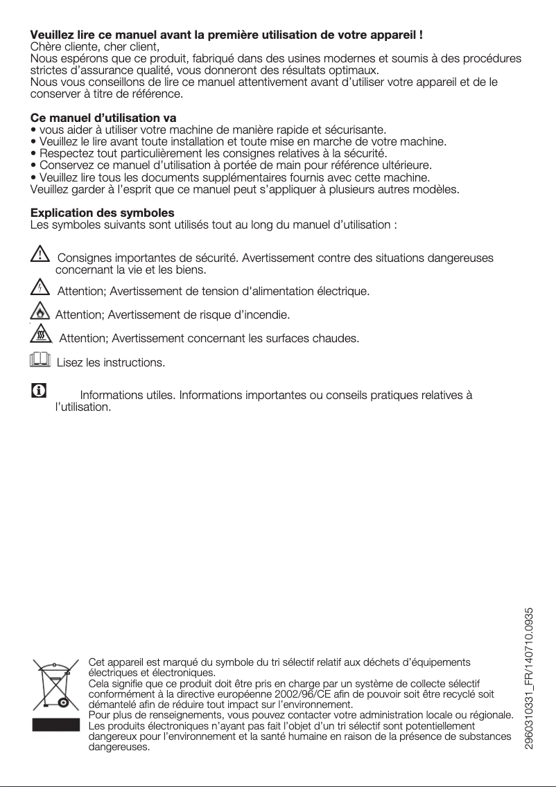 Page 1 de la notice Manuel utilisateur Beko DCU 8332 X