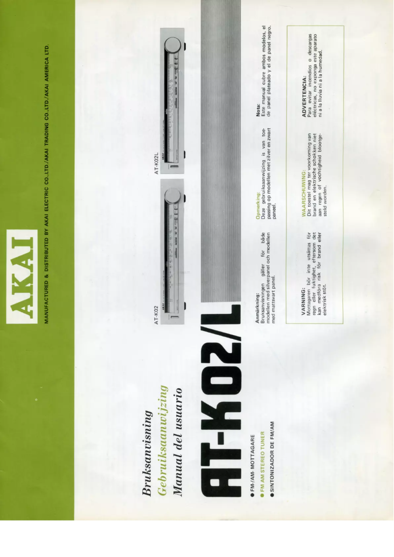 Page n°1 - Manuel utilisateur AKAI AT-K02L