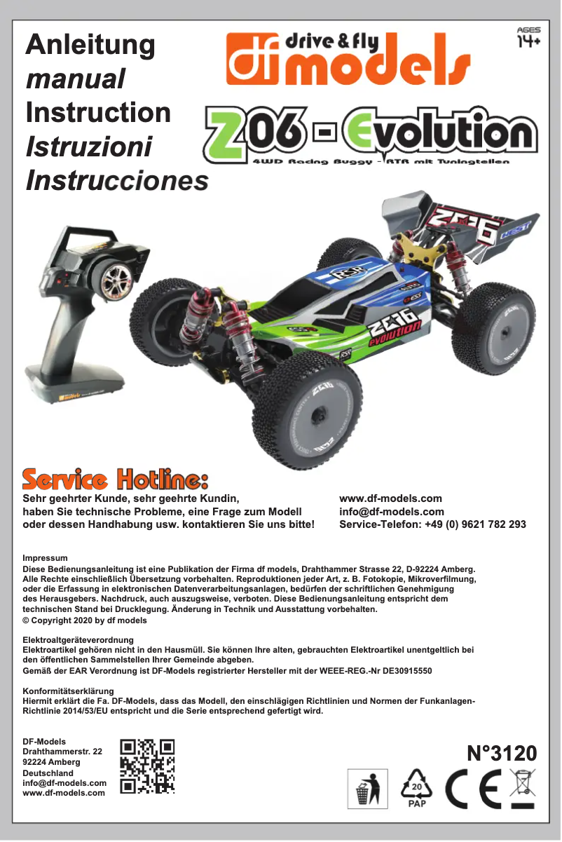 Page 1 de la notice Manuel utilisateur DF-Models Z06-Evolution