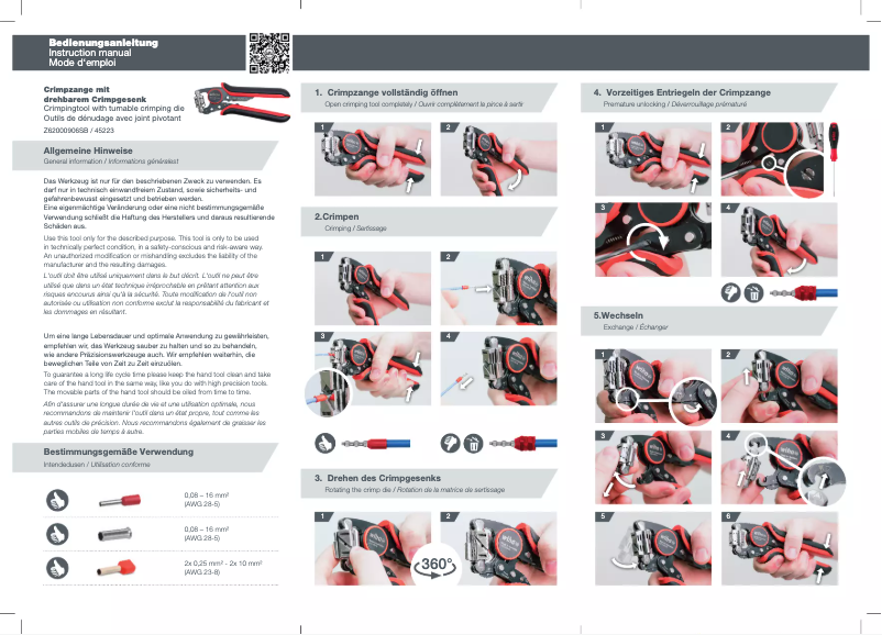 Page 1 de la notice Manuel utilisateur Wiha 45223