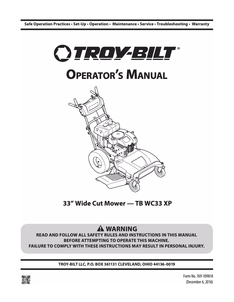 Image de la première page du manuel de l'appareil TB WC33 XP