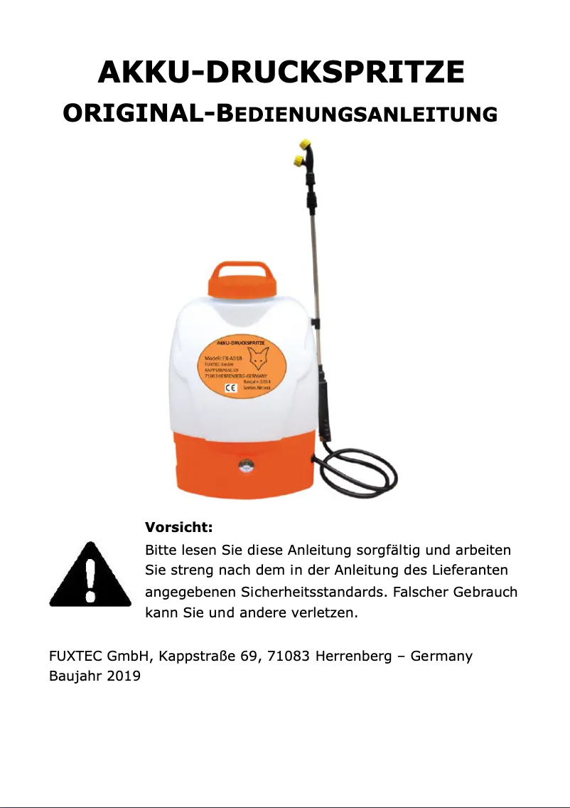 Image de la première page du manuel de l'appareil FX-AD18