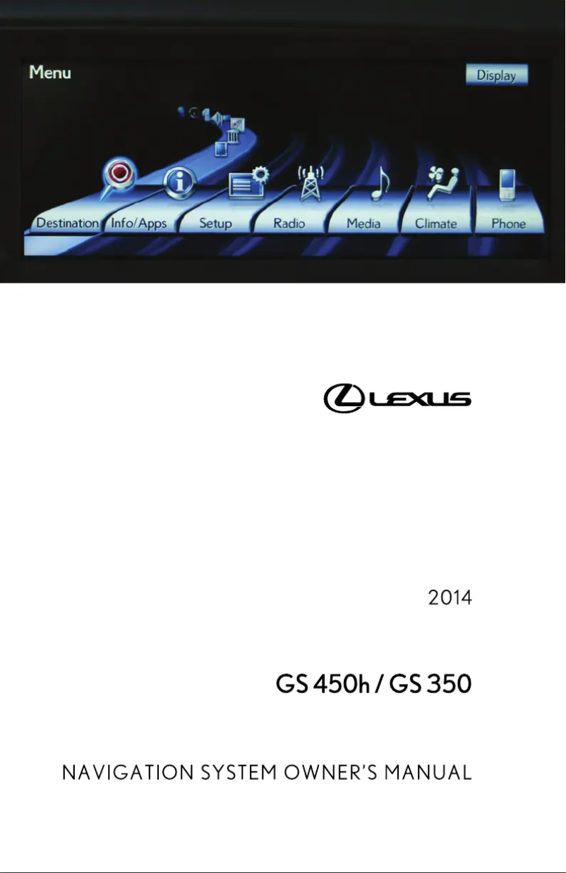 Image de la première page du manuel de l'appareil GS 450h (2014)