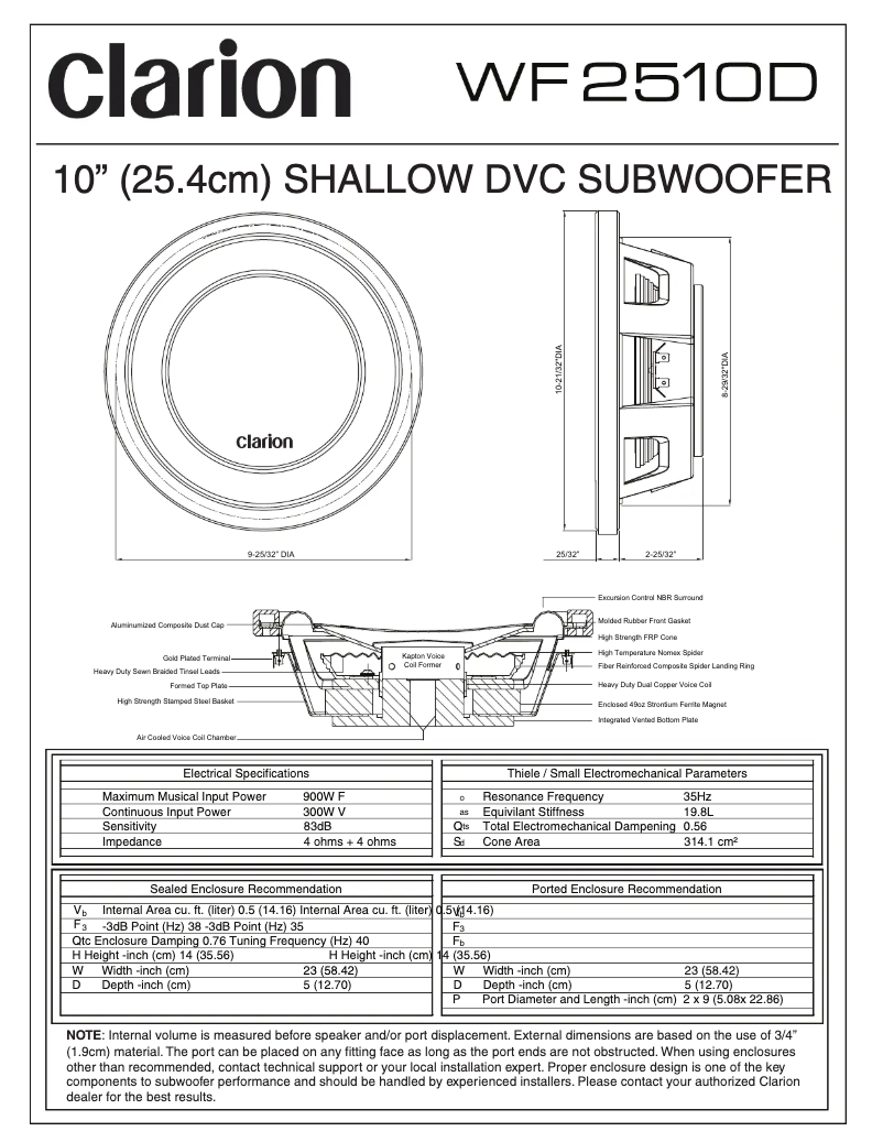 Page 1 de la notice Manuel utilisateur Clarion WF2510D