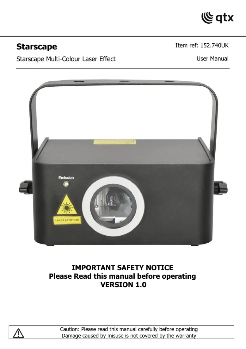 Page 1 de la notice Manuel utilisateur Qtx Starscape