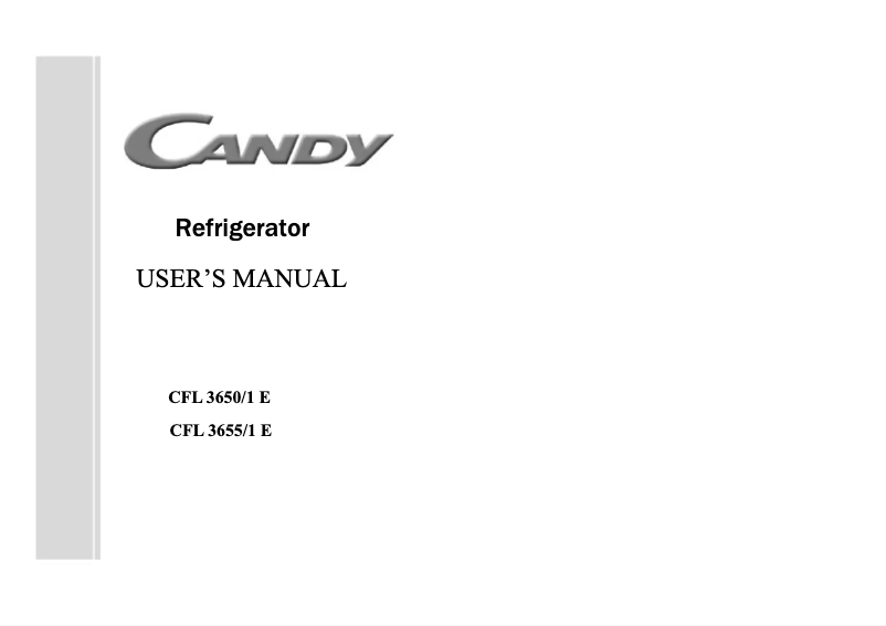 Page n°1 - Manuel utilisateur Candy CFL 3655/1 E