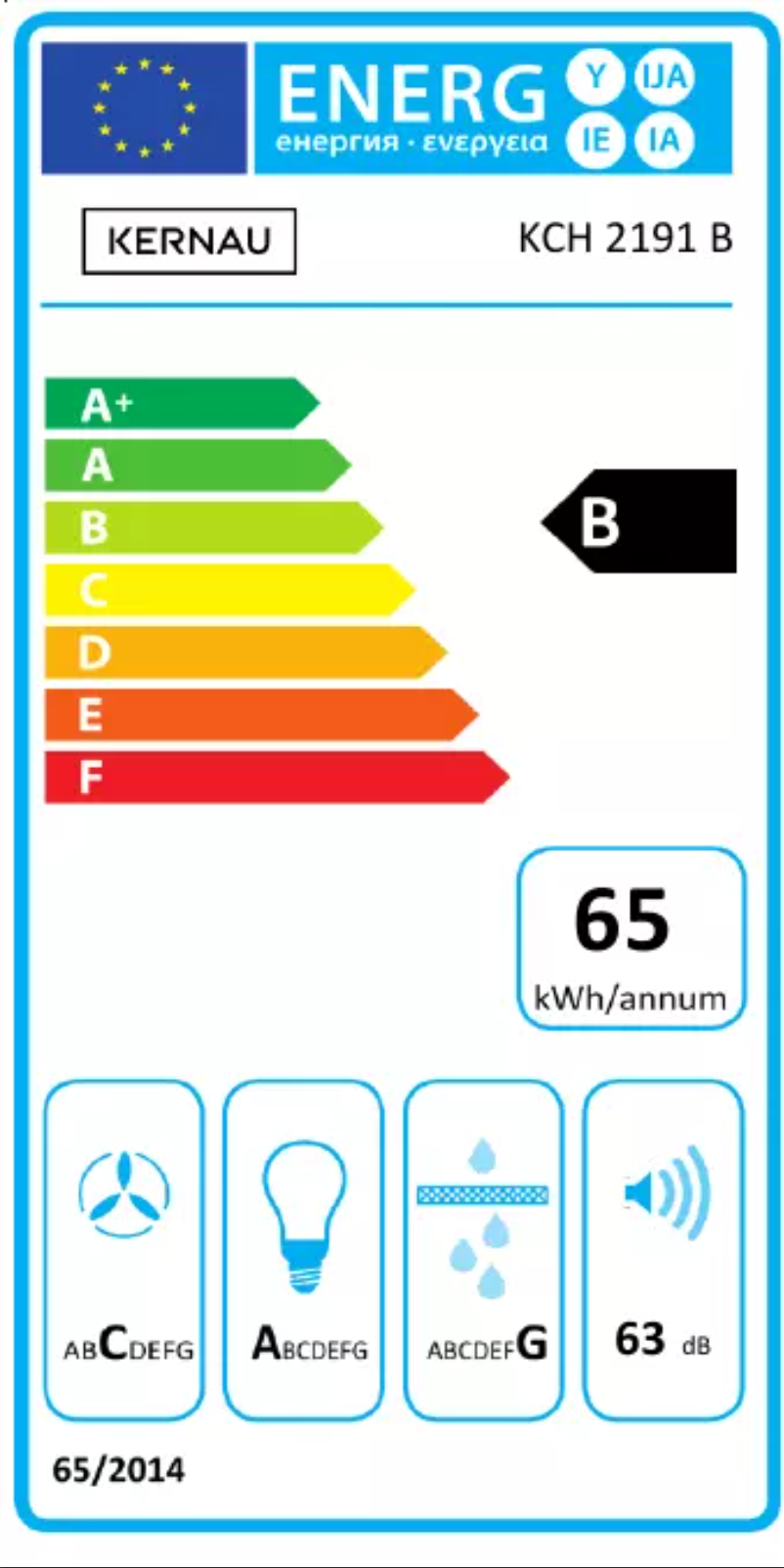 Page 1 de la notice Label énergétique Kernau KCH 2191 B