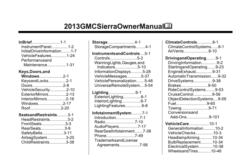 Page 1 de la notice Manuel utilisateur GMC Sierra HD (2013)