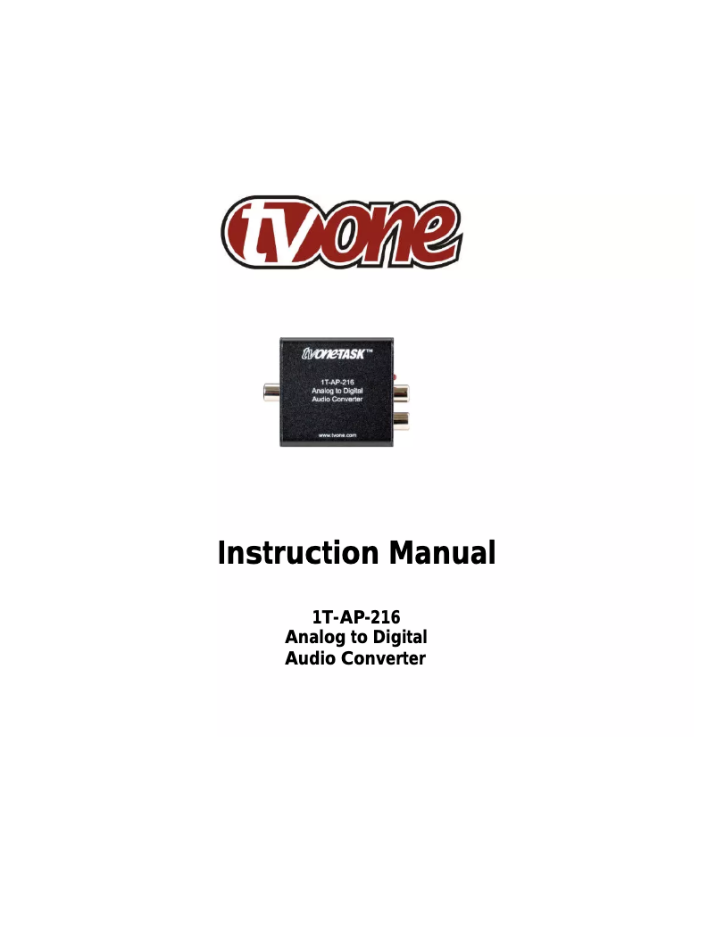 Página 1 del manual Manual de usuario TV One 1T-AP-216