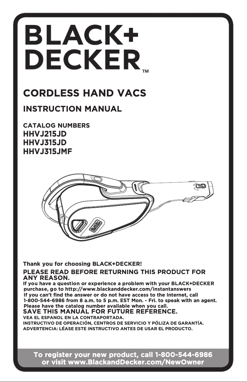 Page 1 de la notice Manuel utilisateur Black & Decker HHVJ315JD10