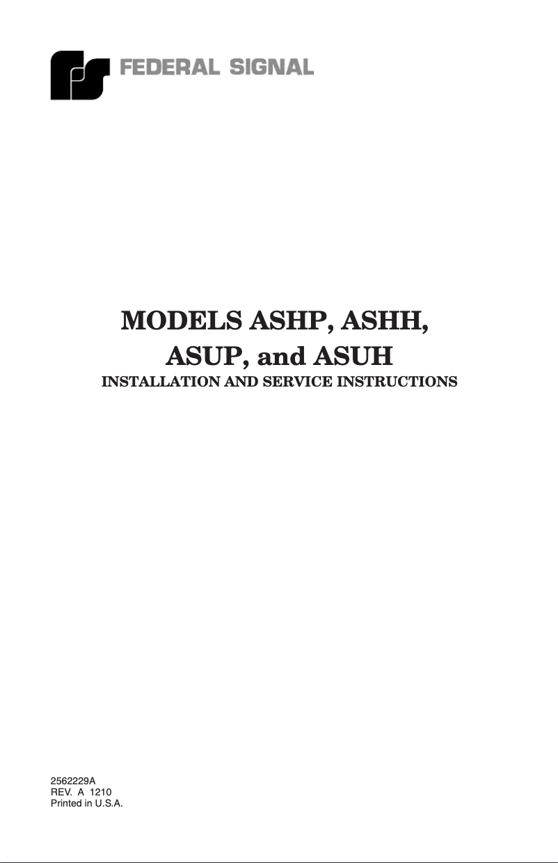 Page 1 de la notice Manuel utilisateur Federal Signal ASHP-024