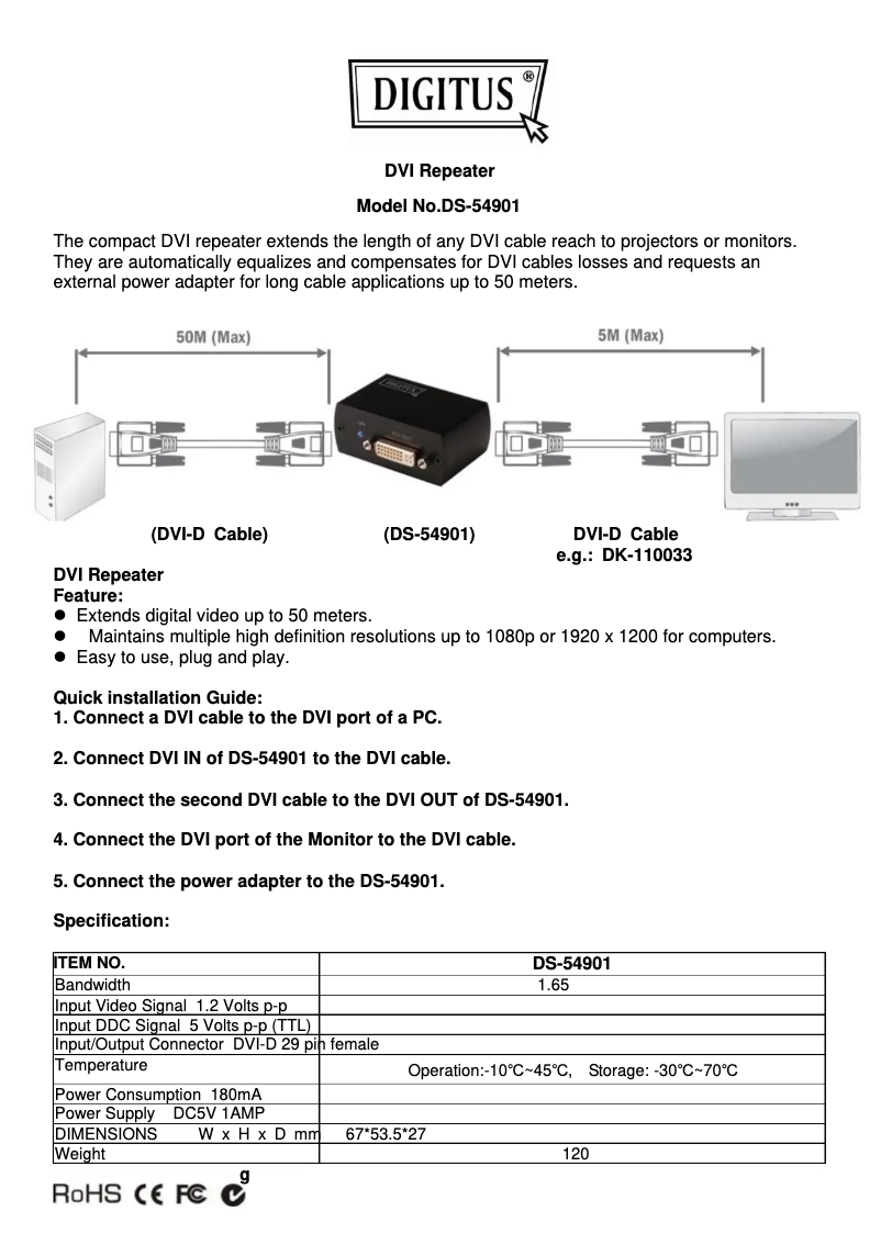 Page 1 of the manual User Manual Digitus DS-54901