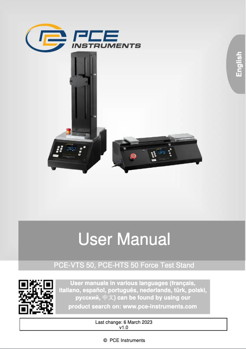 Page n°1 - Manuel utilisateur PCE Instruments PCE-HTS 50