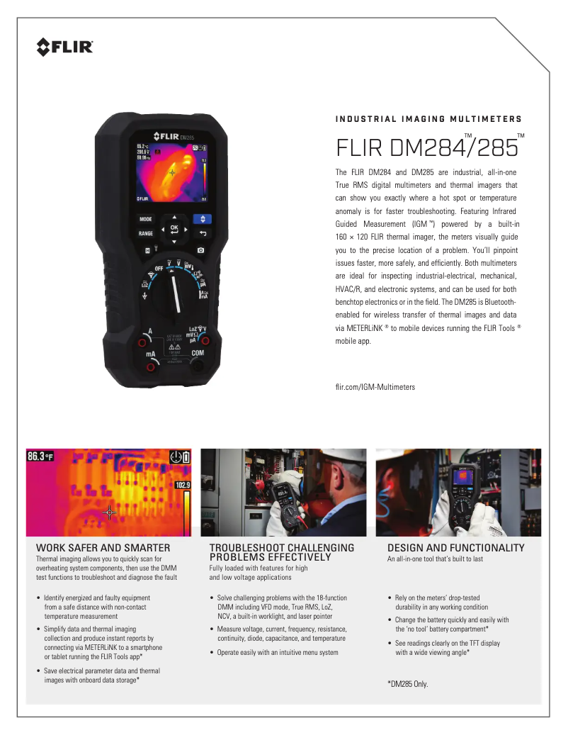 Page 1 de la notice Fiche technique FLIR DM284