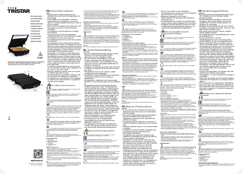 Page 1 de la notice Manuel utilisateur TriStar PD-3834