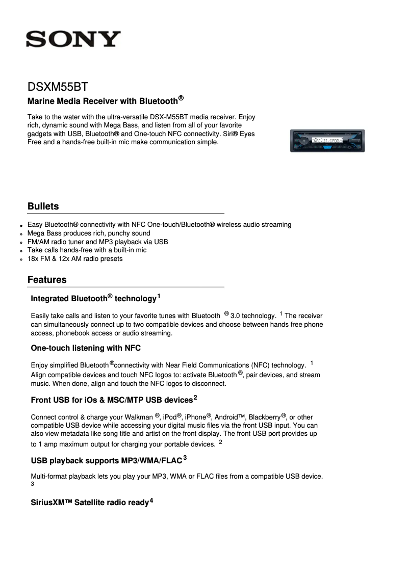 Image de la première page du manuel de l'appareil DSX-M55BT