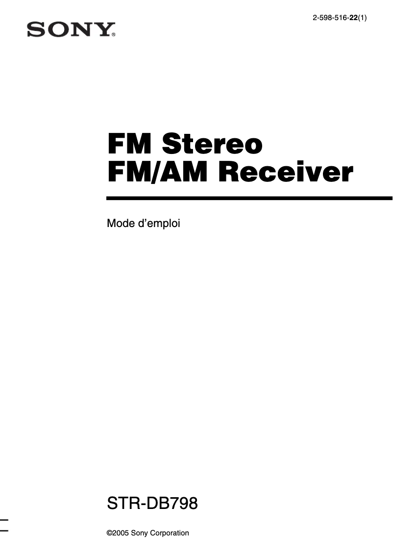 Image de la première page du manuel de l'appareil STR-DB798