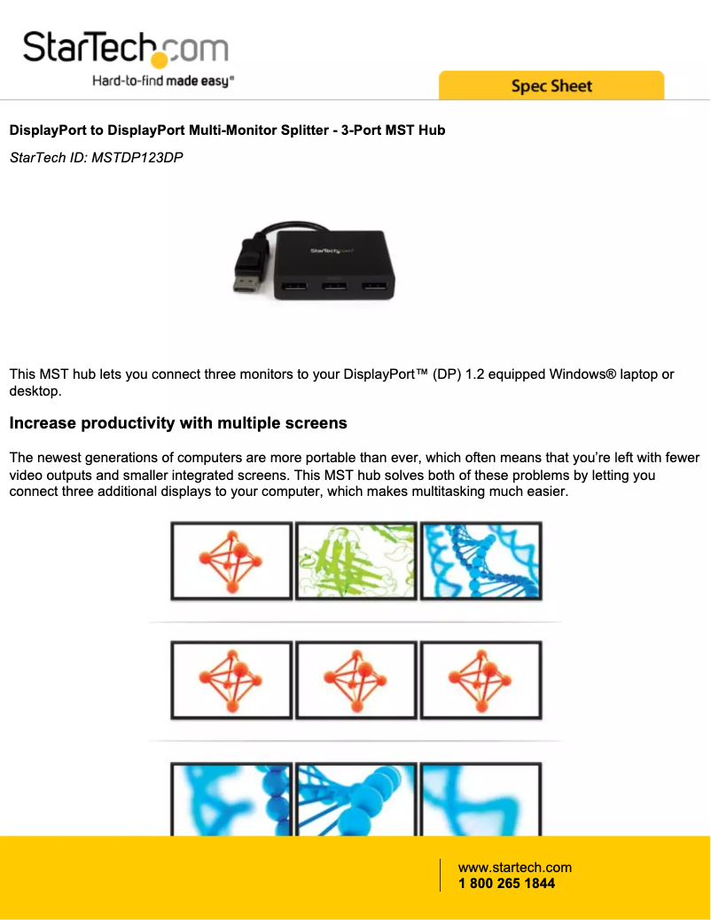 Page 1 de la notice Brochure StarTech.com MSTDP123DP