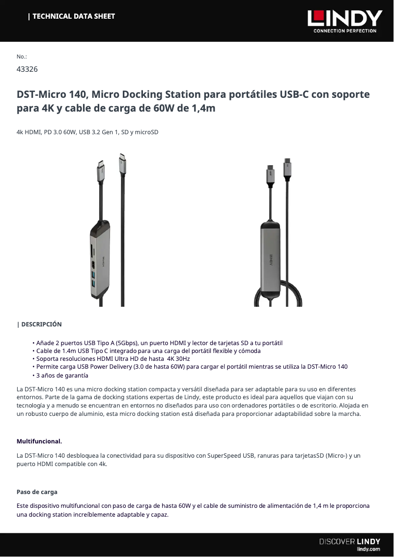 Page 1 de la notice Manuel utilisateur Lindy 43326