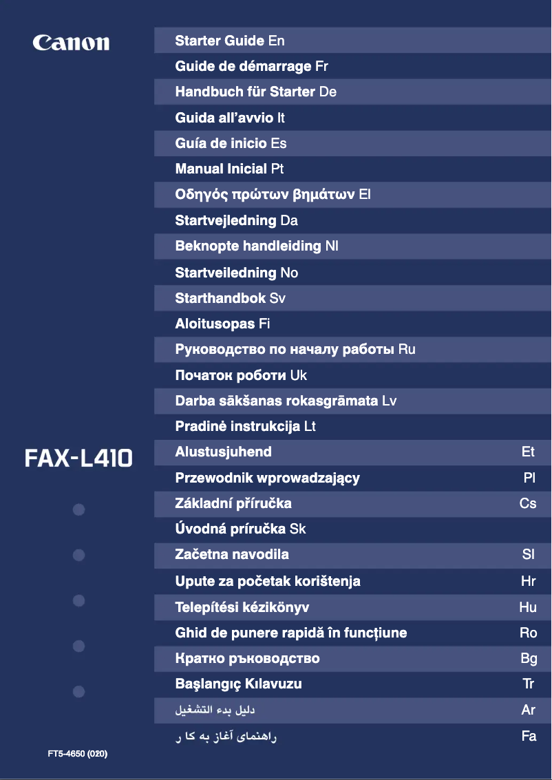 Page 1 de la notice Manuel utilisateur Canon i-Sensys FAX-L410