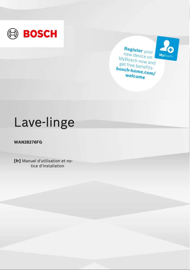 Page n°1 - Manuel utilisateur Bosch WAN28276FG
