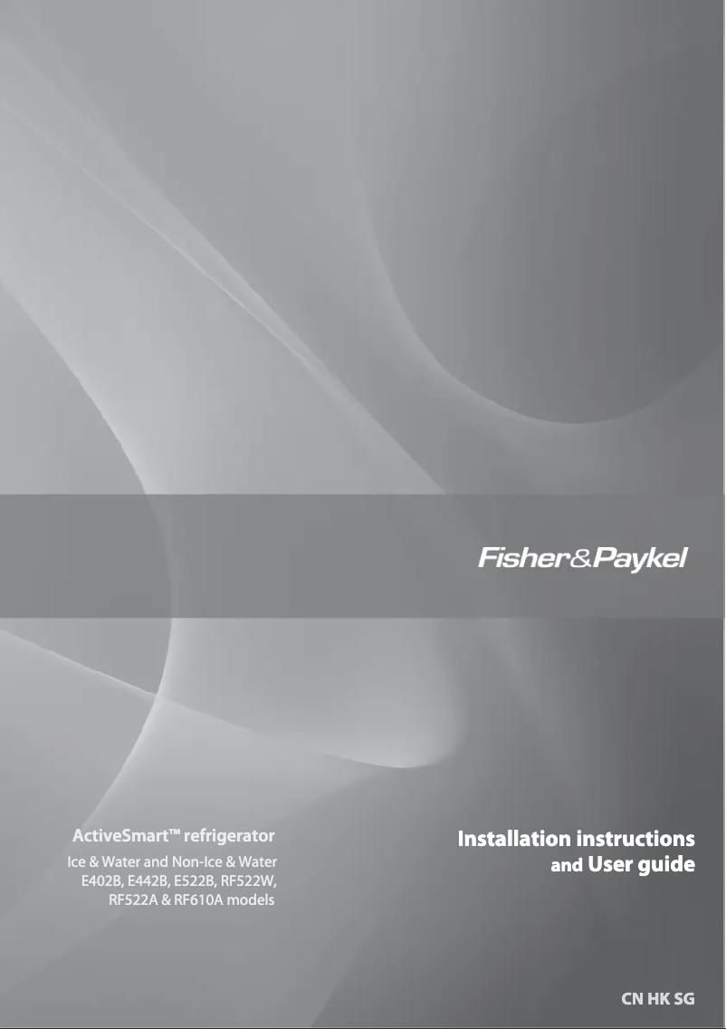 Page n°1 - Guide d'installation Fisher & Paykel RF610ADUSX4