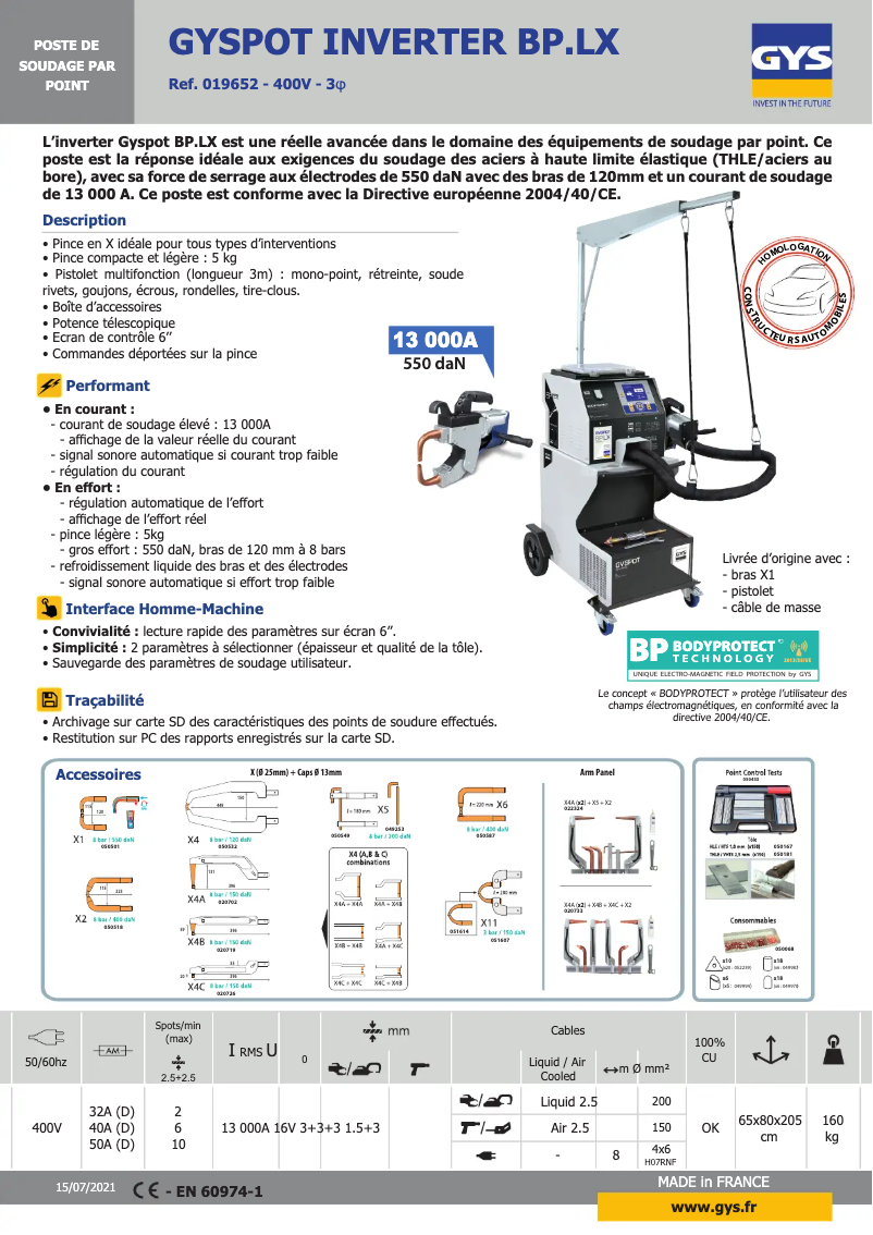 Page n°1 - Fiche technique GYS Gyspot Inverter BP. LX