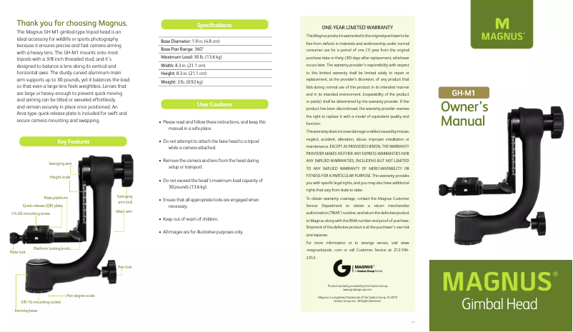 Page 1 de la notice Manuel utilisateur Magnus GH-M1