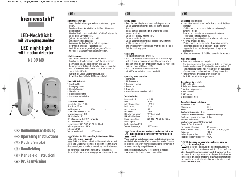 Image de la première page du manuel de l'appareil NL 09 MB