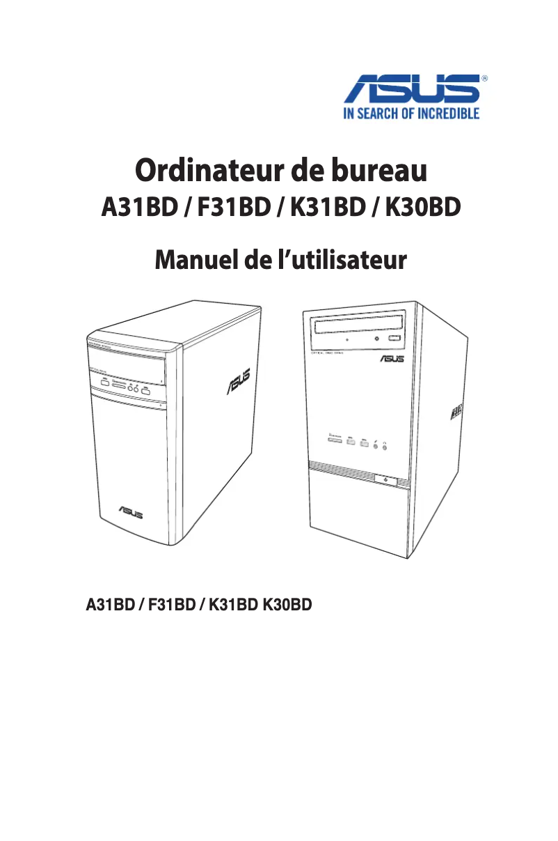 Page 1 de la notice Manuel utilisateur Asus A31BD