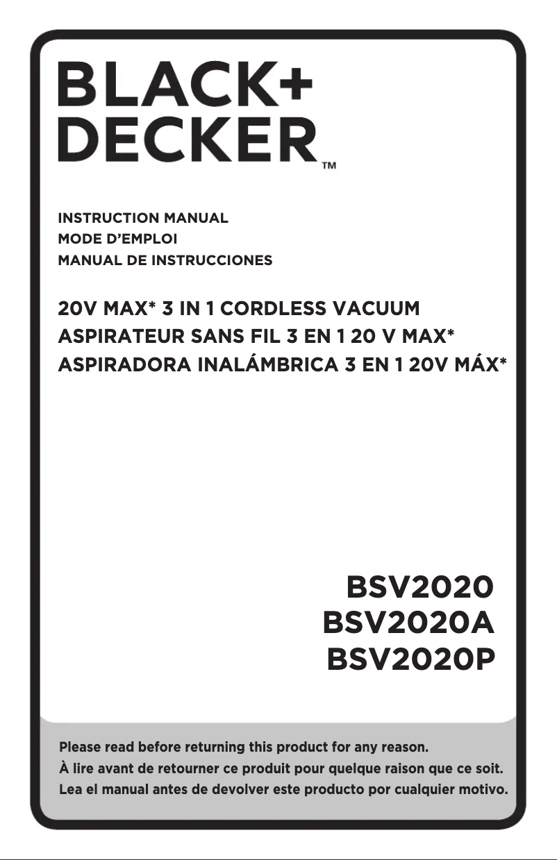 Image de la première page du manuel de l'appareil BSV2020G