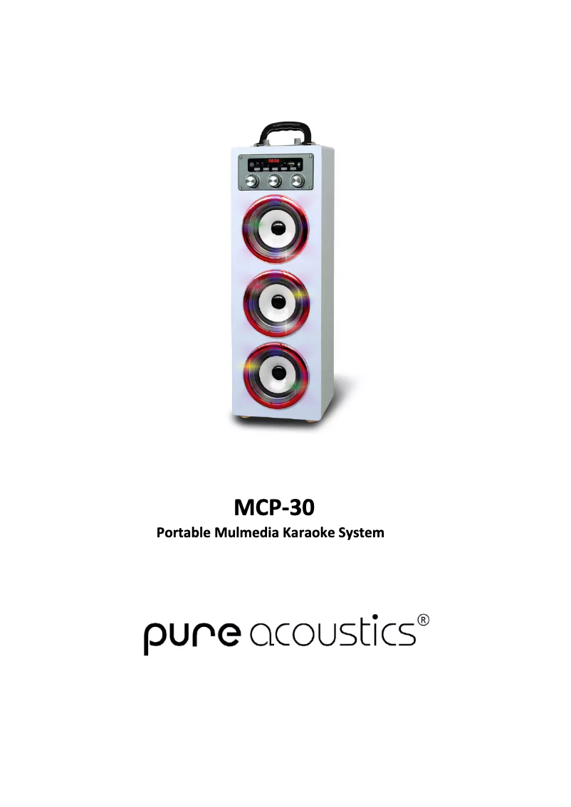Page n°1 - Manuel utilisateur Pure Acoustics MCP-30GRA