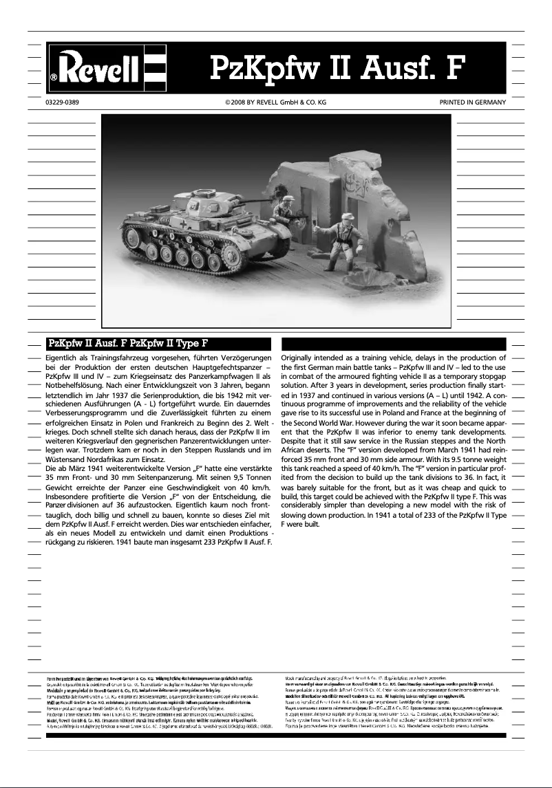 Page n°1 - Manuel utilisateur Revell PzKpfw II Ausf. F