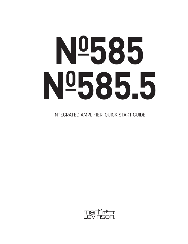 Page n°1 - Guide de démarrage rapide Mark Levinson No585P5AM