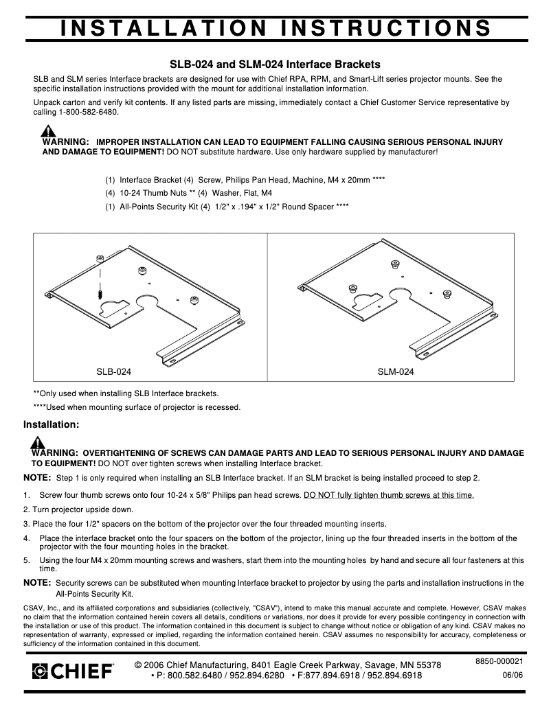 Page n°1 - Manuel utilisateur Chief RPMA024