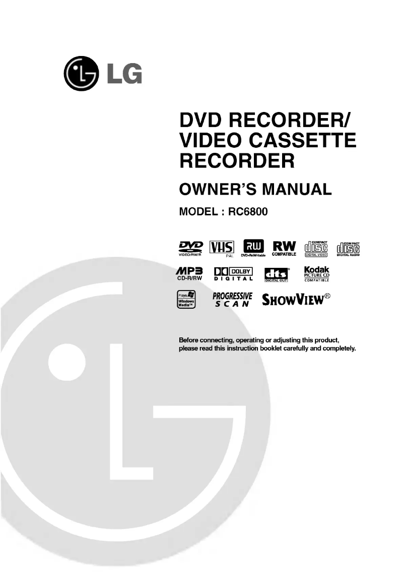 Page n°1 - Manuel utilisateur LG RC68222P1