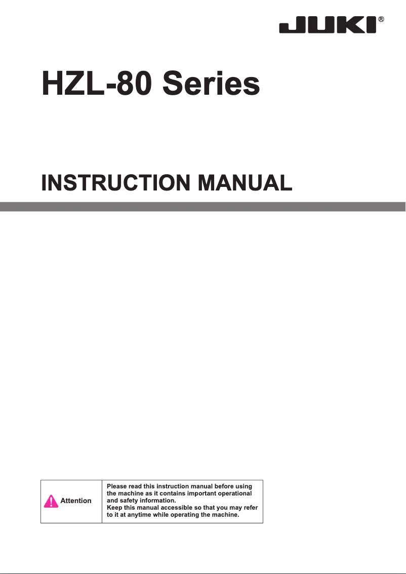Page n°1 - Manuel utilisateur Juki HZL-80HP-B