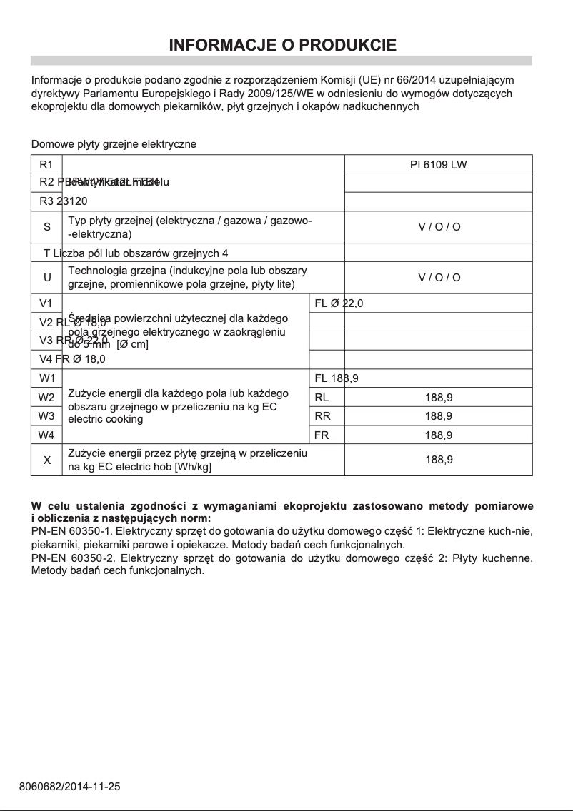 Page 1 de la notice Manuel utilisateur Amica PI6109LW