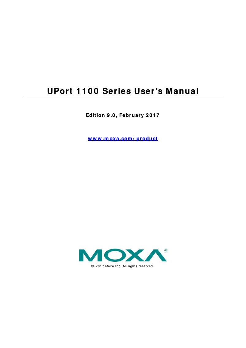 Page n°1 - Manuel utilisateur Moxa UPort 1130I
