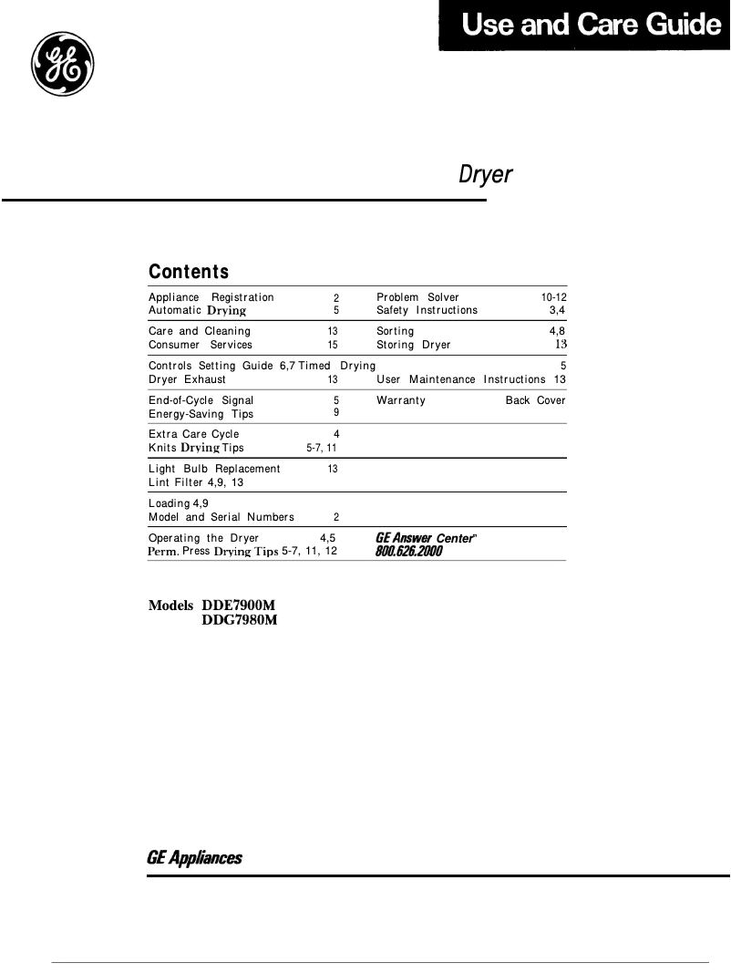 Image de la première page du manuel de l'appareil DG7980M