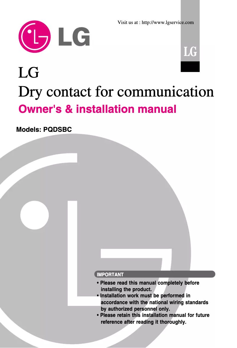 Página 1 del manual Manual de usuario LG MULTI V PQDSB