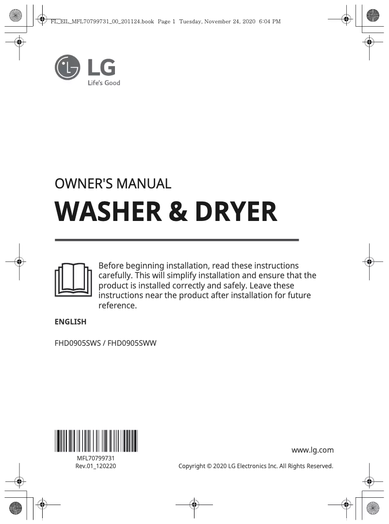 Image de la première page du manuel de l'appareil FHD0905SWS