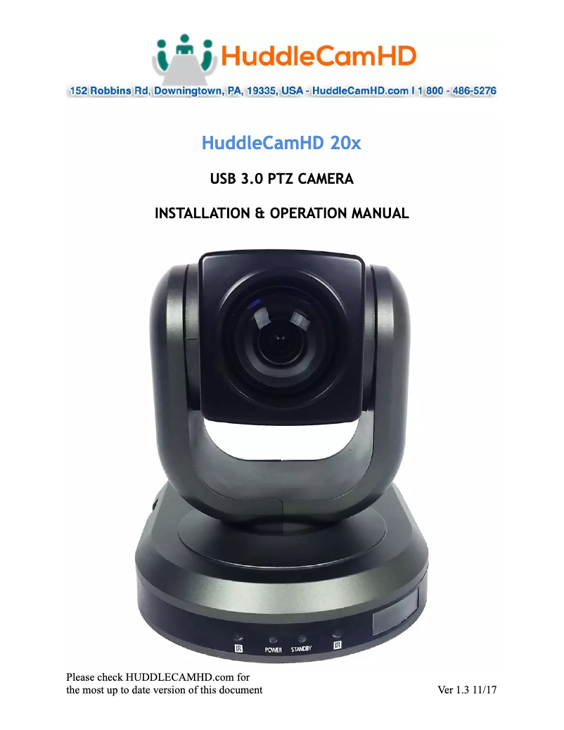 Page 1 de la notice Manuel utilisateur HuddleCamHD 20X-G2