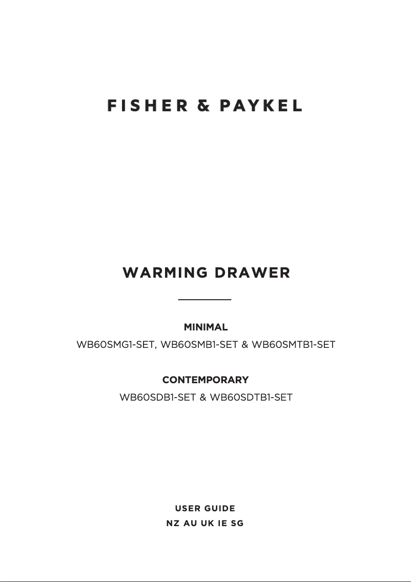 Page 1 de la notice Manuel utilisateur Fisher & Paykel WB60SDTB1-SET