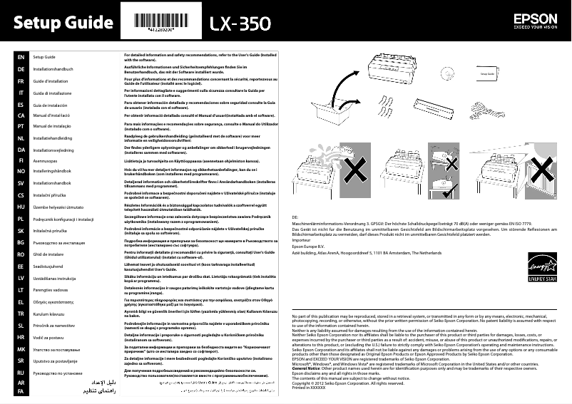Imagen de la primera página del manual del dispositivo LX-350