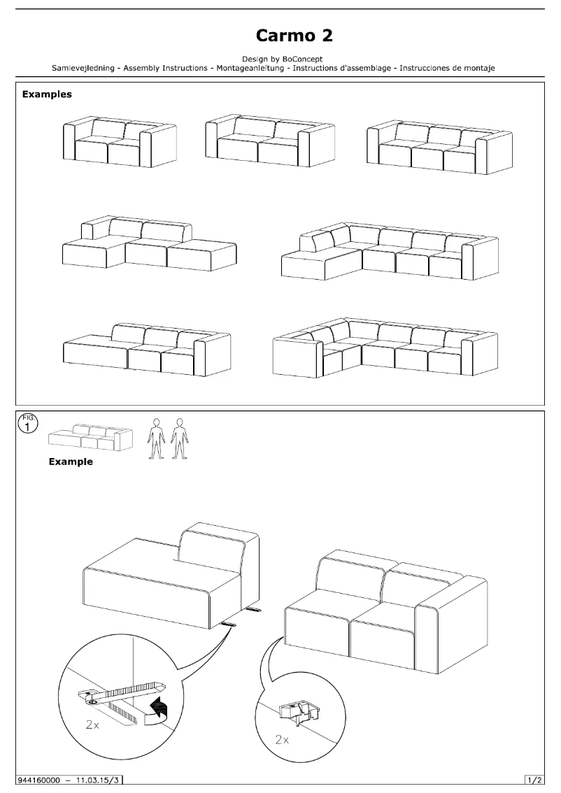 Page n°1 - Manuel utilisateur BoConcept Carmo 2