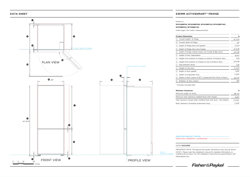Page n°1 - Fiche technique Fisher & Paykel RF135BRPX6 N